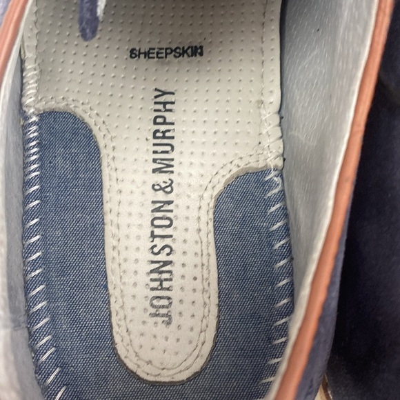 Johnston & Murphy Blue Suede Oxford Shoes Sheepskin - Picture 8 of 12